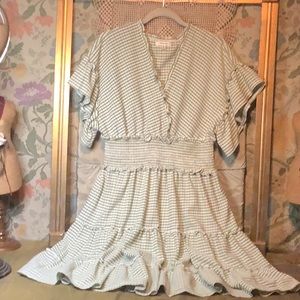 Max Studio green and white mini cotton summer frock